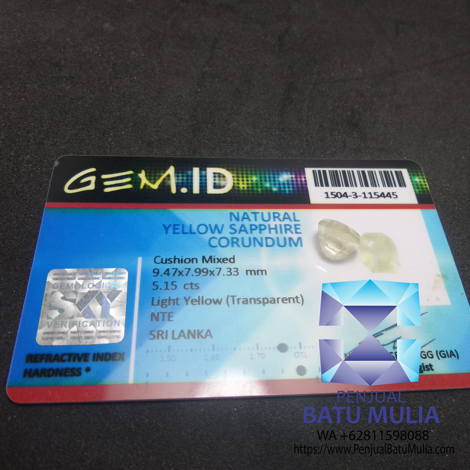 Batu Natural padparadscha sapphire 1.03ct Sertifikat SKY LAB