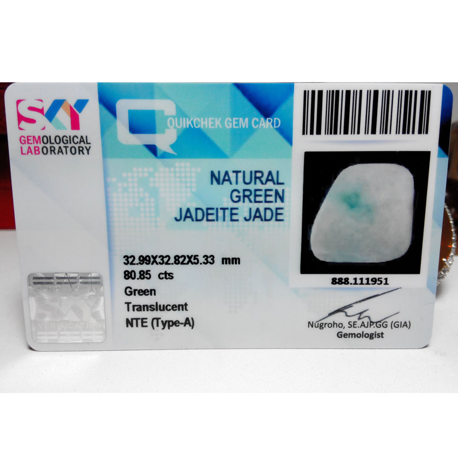 Jadeite Jade Giok Type A